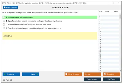 SAP C_TS4CO_1809 SAP Certified Application Associate - SAP S/4HANA for Management Accounting Associates (SAP S/4HANA 1809) Practice test exam simulator test engine exam Prep practice test questions answers Image 6
