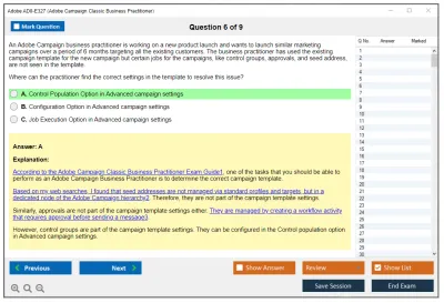Adobe AD0-E327 Adobe Campaign Classic Business Practitioner - Certified Expert Practice test exam simulator test engine exam Prep practice test questions answers Image 6