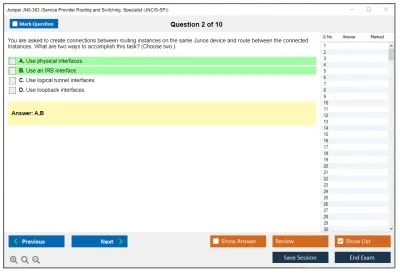 Juniper JN0-363 Service Provider Routing and Switching, Specialist (JNCIS-SP) Practice test exam simulator test engine exam Prep practice test questions answers Image 2