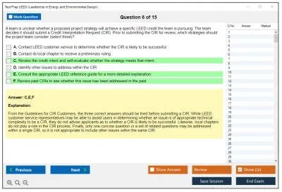 Test Prep LEED Leadership in Energy and Environmental Design Practice test exam simulator test engine exam Prep practice test questions answers Image 6