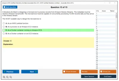 Amazon AWS AWS-Certified-Solutions-Architect-Associate-SAA-C01 AWS Certified Solutions Architect - Associate (SAA-C01) Practice test exam simulator test engine exam Prep practice test questions answers Image 15