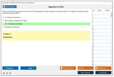 Isaca CGEIT Certified in the Governance of Enterprise IT Exam Practice test exam simulator test engine exam Prep practice test questions answers Image 6