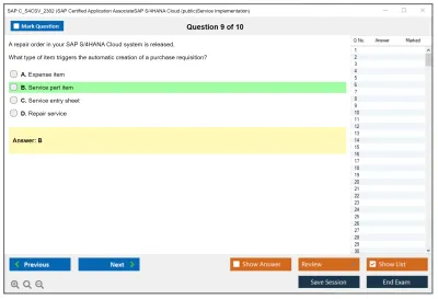 SAP C_S4CSV_2302 SAP Certified Application AssociateSAP S/4HANA Cloud (public)Service Implementation Practice test exam simulator test engine exam Prep practice test questions answers Image 9