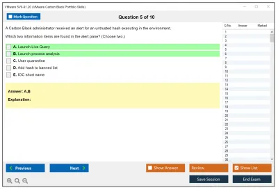 VMware 5V0-91.20 VMware Carbon Black Portfolio Skills Practice test exam simulator test engine exam Prep practice test questions answers Image 5