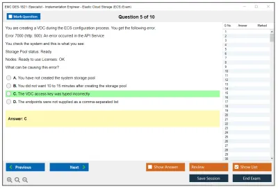 EMC DES-1B21 Specialist – Implementation Engineer, Elastic Cloud Storage (ECS) Exam Practice test exam simulator test engine exam Prep practice test questions answers Image 5