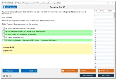 SAP C_THR97_2211 SAP Certified Application AssociateSAP SuccessFactors Onboarding 1H/2022 Practice test exam simulator test engine exam Prep practice test questions answers Image 2