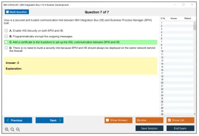 IBM C9530-001 IBM Integration Bus v10.0 Solution Development Practice test exam simulator test engine exam Prep practice test questions answers Image 7