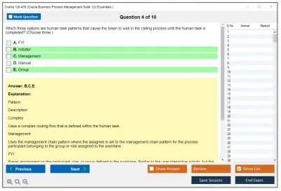 Oracle 1z0-435 Oracle Business Process Management Suite 12c Essentials Practice test exam simulator test engine exam Prep practice test questions answers Image 4