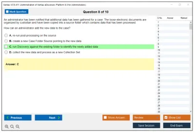 Veritas VCS-411 Administration of Veritas eDiscovery Platform 8.0 for Administrators Practice test exam simulator test engine exam Prep practice test questions answers Image 8