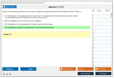 Blue Prism ATA02 Designing a Blue Prism (Version 6.0) Environment Practice test exam simulator test engine exam Prep practice test questions answers Image 7