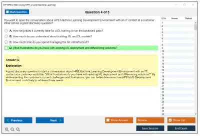 HP HPE2-N69 Using HPE AI and Machine Learning Practice test exam simulator test engine exam Prep practice test questions answers Image 4