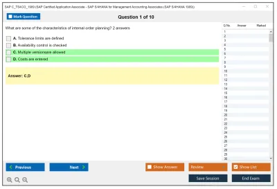 SAP C_TS4CO_1909 SAP Certified Application Associate - SAP S/4HANA for Management Accounting Associates (SAP S/4HANA 1909) Practice test exam simulator test engine exam Prep practice test questions answers Image 1