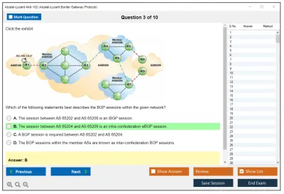 Alcatel-Lucent 4A0-102 Nokia Border Gateway Protocol Practice test exam simulator test engine exam Prep practice test questions answers Image 3