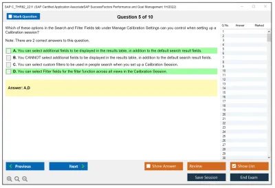 SAP C_THR82_2211 SAP Certified Application AssociateSAP SuccessFactors Performance and Goal Management 1H/2022 Practice test exam simulator test engine exam Prep practice test questions answers Image 5