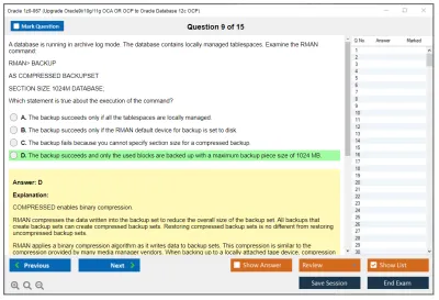 Oracle 1z0-067 Upgrade Oracle9i/10g/11g OCA OR OCP to Oracle Database 12c OCP Practice test exam simulator test engine exam Prep practice test questions answers Image 9