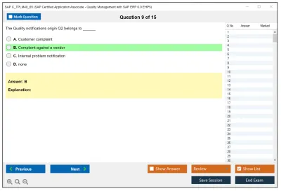SAP C_TPLM40_65 SAP Certified Associate - Quality Management with SAP ERP 6.0 EHP5 Practice test exam simulator test engine exam Prep practice test questions answers Image 9