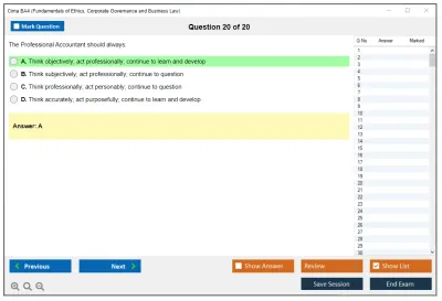 Cima BA4 Fundamentals of Ethics, Corporate Governance and Business Law Practice test exam simulator test engine exam Prep practice test questions answers Image 20