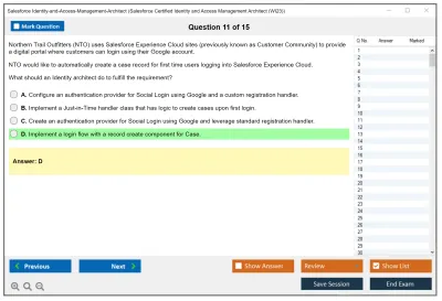 Salesforce Identity-and-Access-Management-Architect Salesforce Certified Identity and Access Management Architect Practice test exam simulator test engine exam Prep practice test questions answers Image 11