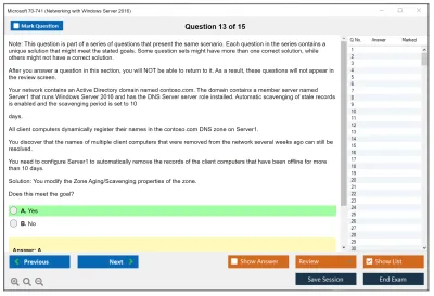 Microsoft 70-741 Networking with Windows Server 2016 Practice test exam simulator test engine exam Prep practice test questions answers Image 13