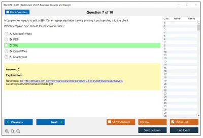 IBM C7010-013 IBM Curam V6.0.5 Business Analysis and Design Practice test exam simulator test engine exam Prep practice test questions answers Image 7