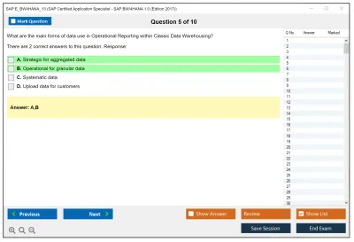 SAP E_BW4HANA_13 SAP Certified Application Specialist - SAP BW/4HANA 1.0 (Edition 2017) Practice test exam simulator test engine exam Prep practice test questions answers Image 5
