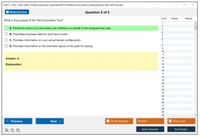 SAP C_TS4C_2022 SAP Certified Application AssociateSAP S/4HANA Cloud (public) Implementation with SAP Activate Practice test exam simulator test engine exam Prep practice test questions answers Image 5