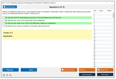 Citrix 1Y0-371 Designing, Deploying and Managing Citrix XenMobile 10 Enterprise Solutions Practice test exam simulator test engine exam Prep practice test questions answers Image 2