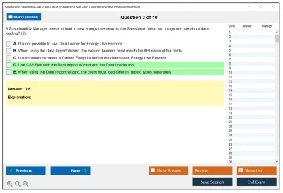 Salesforce Salesforce-Net-Zero-Cloud Salesforce Net Zero Cloud Accredited Professional Exam Practice test exam simulator test engine exam Prep practice test questions answers Image 3