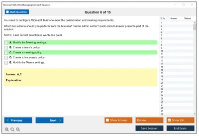 Microsoft MS-700 Managing Microsoft Teams Practice test exam simulator test engine exam Prep practice test questions answers Image 8