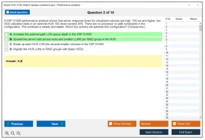 Hitachi HCE-3700 Hitachi Vantara Certified Expert - Performance architect Practice test exam simulator test engine exam Prep practice test questions answers Image 2