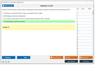 Exin EX0-001 ITIL Foundation (syllabus 2011) Practice test exam simulator test engine exam Prep practice test questions answers Image 6