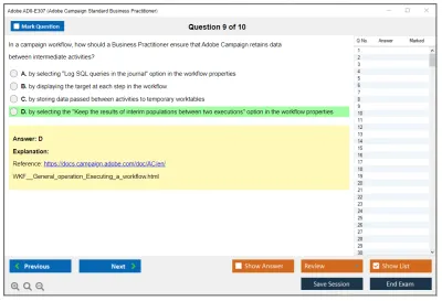 Adobe AD0-E307 Adobe Campaign Standard Business Practitioner Practice test exam simulator test engine exam Prep practice test questions answers Image 9