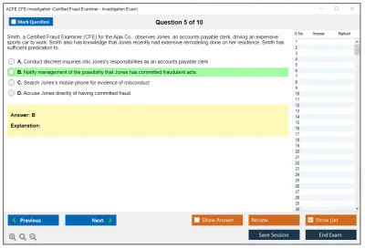ACFE CFE-Investigation Certified Fraud Examiner (CFE) - Investigation Practice test exam simulator test engine exam Prep practice test questions answers Image 5