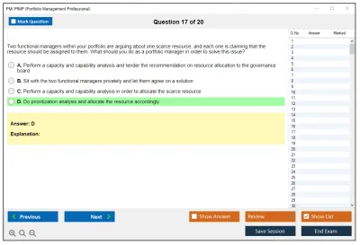 PMI PfMP Portfolio Management Professional (PfMP) Practice test exam simulator test engine exam Prep practice test questions answers Image 17