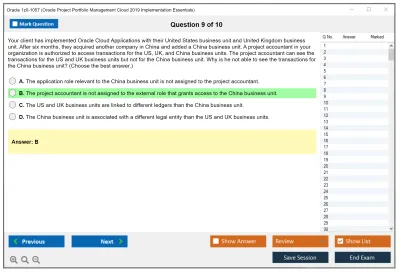 Oracle 1z0-1057 Oracle Project Portfolio Management Cloud 2019 Implementation Essentials Practice test exam simulator test engine exam Prep practice test questions answers Image 9