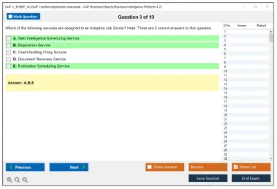 SAP C_BOBIP_42 SAP Certified Application Associate - SAP BusinessObjects Business Intelligence Platform 4.2 Practice test exam simulator test engine exam Prep practice test questions answers Image 3