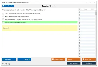 Avaya 7497X Avaya Oceana - Solution Support Exam Practice test exam simulator test engine exam Prep practice test questions answers Image 10