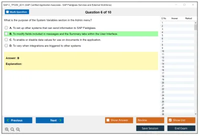 SAP C_TFG50_2011 SAP Certified Application Associate - SAP Fieldglass Services and External Workforce Practice test exam simulator test engine exam Prep practice test questions answers Image 6