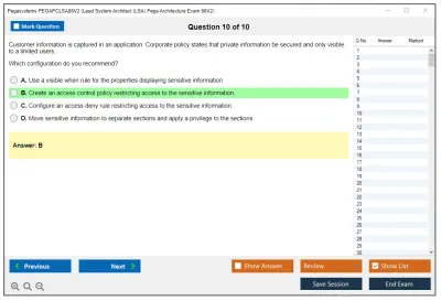 Pegasystems PEGAPCLSA86V2 Lead System Architect (LSA) Pega Architecture Exam 86V2 Practice test exam simulator test engine exam Prep practice test questions answers Image 10