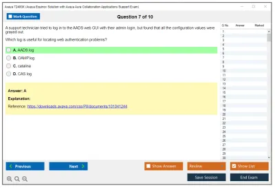 Avaya 72400X Avaya Equinox Solution with Avaya Aura Collaboration Applications Support Exam Practice test exam simulator test engine exam Prep practice test questions answers Image 7