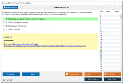 CyberArk EPM-DEF CyberArk Defender - EPM Practice test exam simulator test engine exam Prep practice test questions answers Image 9