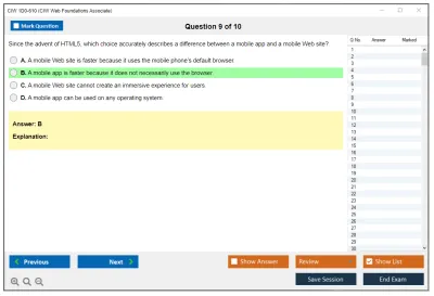 CIW 1D0-610 CIW Web Foundations Associate Practice test exam simulator test engine exam Prep practice test questions answers Image 9