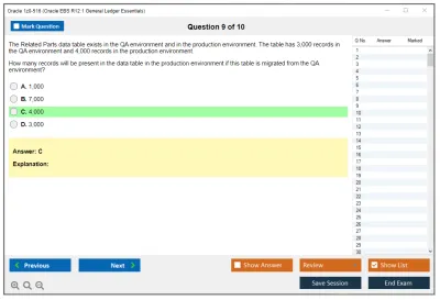 Oracle 1z0-516 Oracle EBS R12.1 General Ledger Essentials Practice test exam simulator test engine exam Prep practice test questions answers Image 9