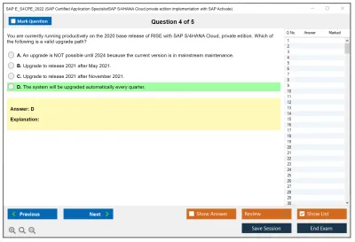 SAP E_S4CPE_2022 SAP Certified Application SpecialistSAP S/4HANA Cloud private edition implementation with SAP Activate Practice test exam simulator test engine exam Prep practice test questions answers Image 4