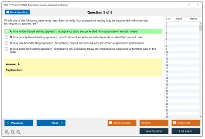 iSQI CTFL-AcT ISTQB Foundation Level - Acceptance Testing Practice test exam simulator test engine exam Prep practice test questions answers Image 3