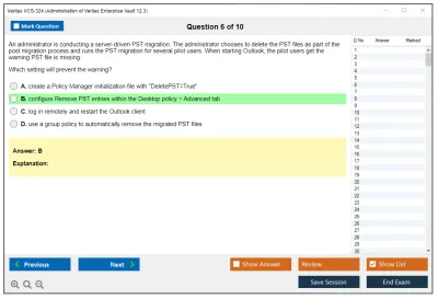 Veritas VCS-324 Administration of Veritas Enterprise Vault 12.3 Practice test exam simulator test engine exam Prep practice test questions answers Image 6