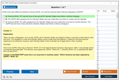 Exin PDPF Privacy and Data Protection Foundation Practice test exam simulator test engine exam Prep practice test questions answers Image 1
