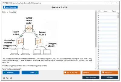 HP HPE6-A45 Implementing Aruba Campus Switching solutions Practice test exam simulator test engine exam Prep practice test questions answers Image 6