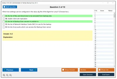 Veritas VCS-325 Administration of Veritas Backup Exec 20.1 Practice test exam simulator test engine exam Prep practice test questions answers Image 3
