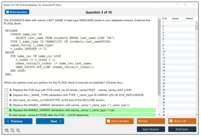 Oracle 1z0-148 Oracle Database 12c: Advanced PL/SQL Practice test exam simulator test engine exam Prep practice test questions answers Image 3